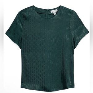 Nordstrom Green Geo Satin Jacquard Top, Never Worn, NWOT